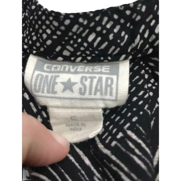Converse One Star Womens Sleeveless V-Neck Shirt Blouse Top Small S Black White - Picture 9 of 12